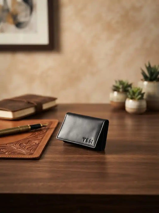 Men's Black Leather Card Holder Wallet