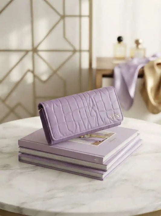 Purple Crocodile Leather Wallet for Women