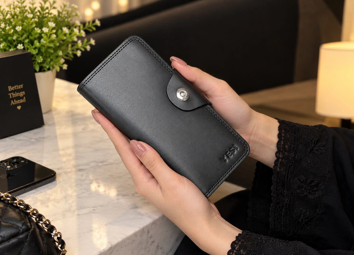 Black Leather Snap Wallet | Premium Men's Collection