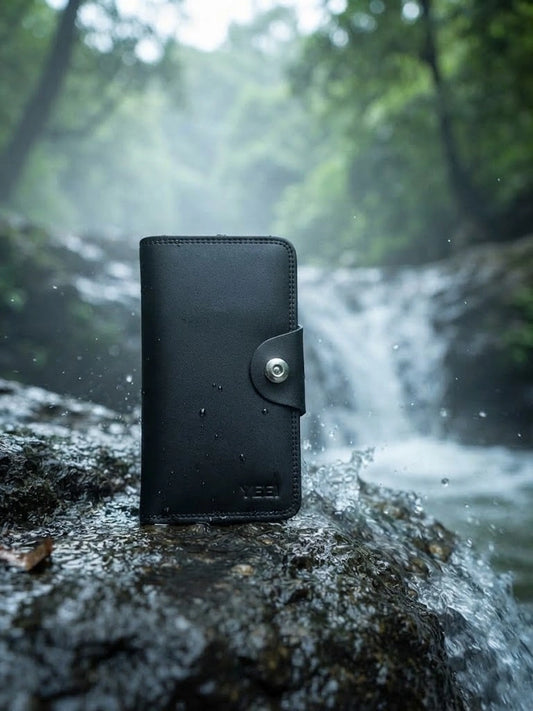 Black Leather Snap Wallet | Premium Men's Collection