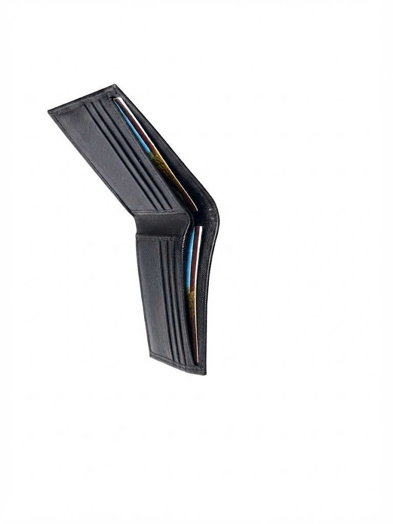 Black Textured Leather Bifold Wallet for Men | Slim Card Holder | RB Store