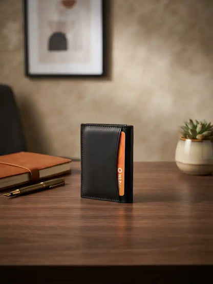 Men's Black Leather Card Holder Wallet