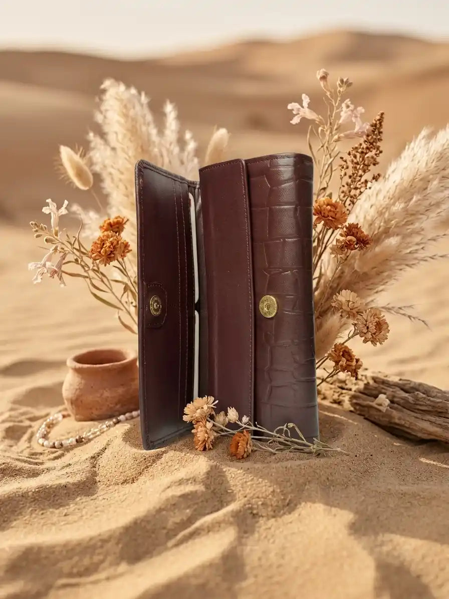 Genuine Leather Burgundy Wallet for Women