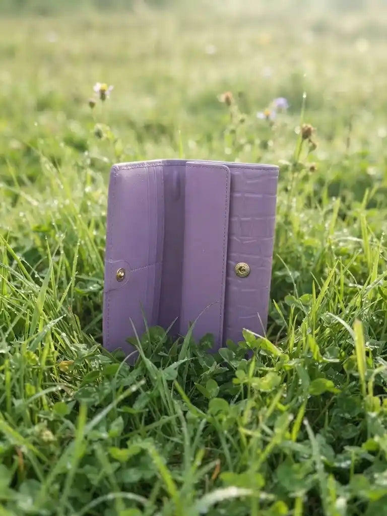 Purple Crocodile Leather Wallet for Women