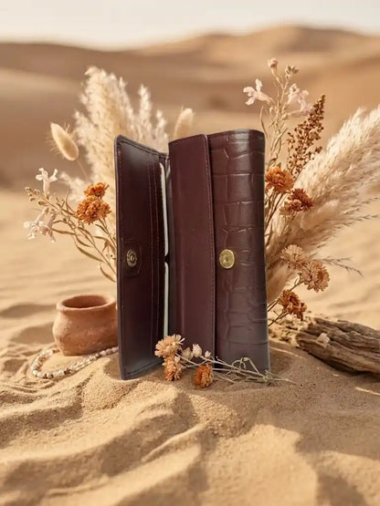 Genuine Leather Burgundy Wallet for Women