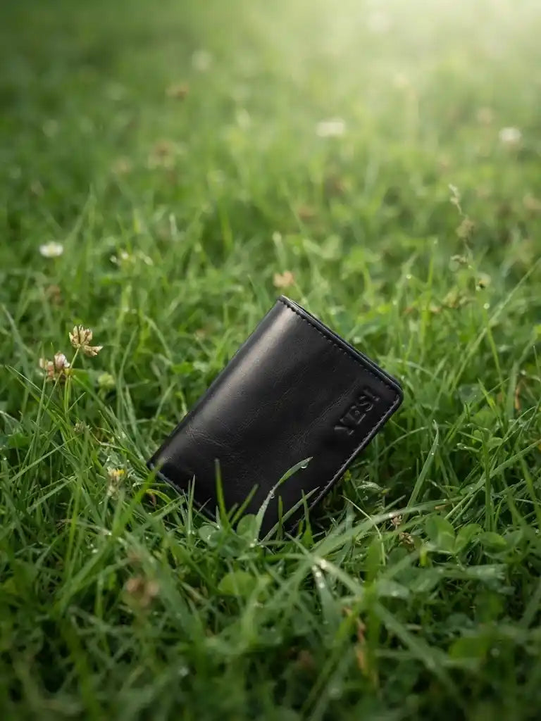 Men's Black Leather Card Holder Wallet