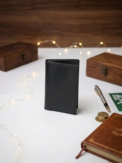 Men's Black Leather Card Holder Wallet