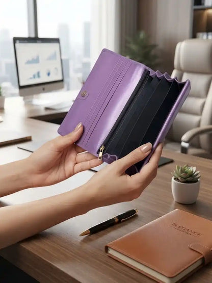 Purple Crocodile Leather Wallet for Women