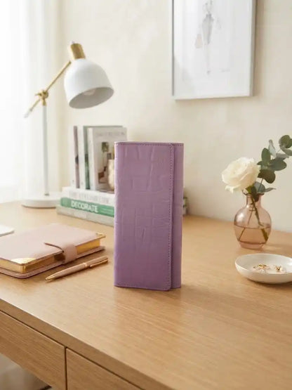 Purple Crocodile Leather Wallet for Women