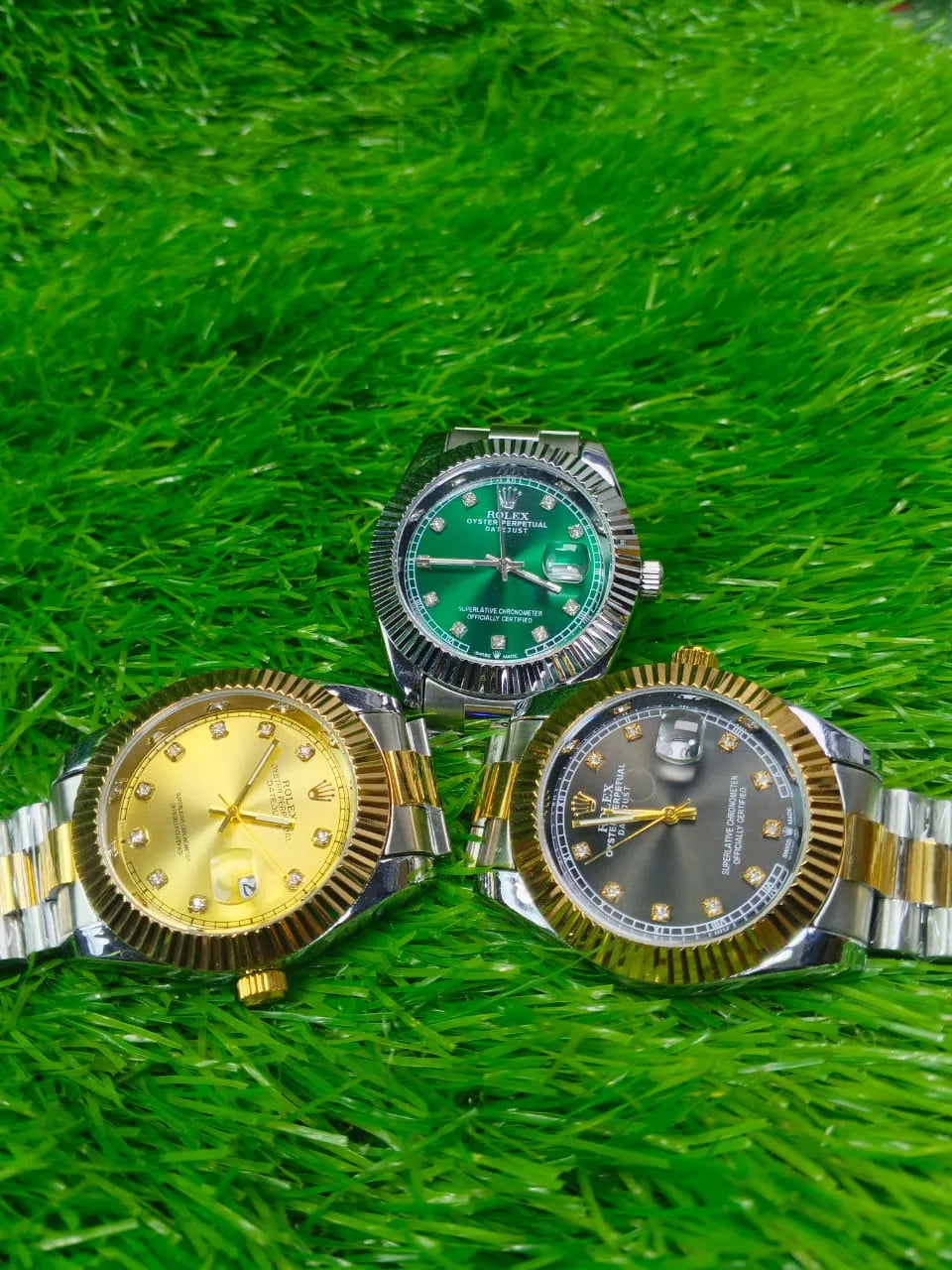 Men’s Two Tone Fluted Bezel Stainless Steel Watch