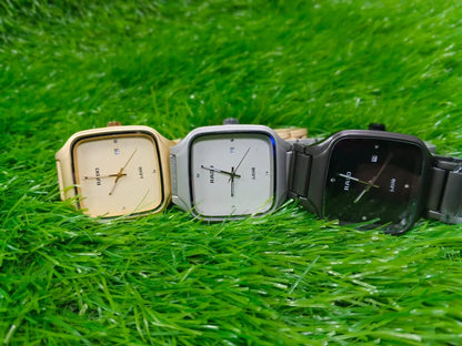 Men’s Working Date Square Dial Stainless Steel Watch