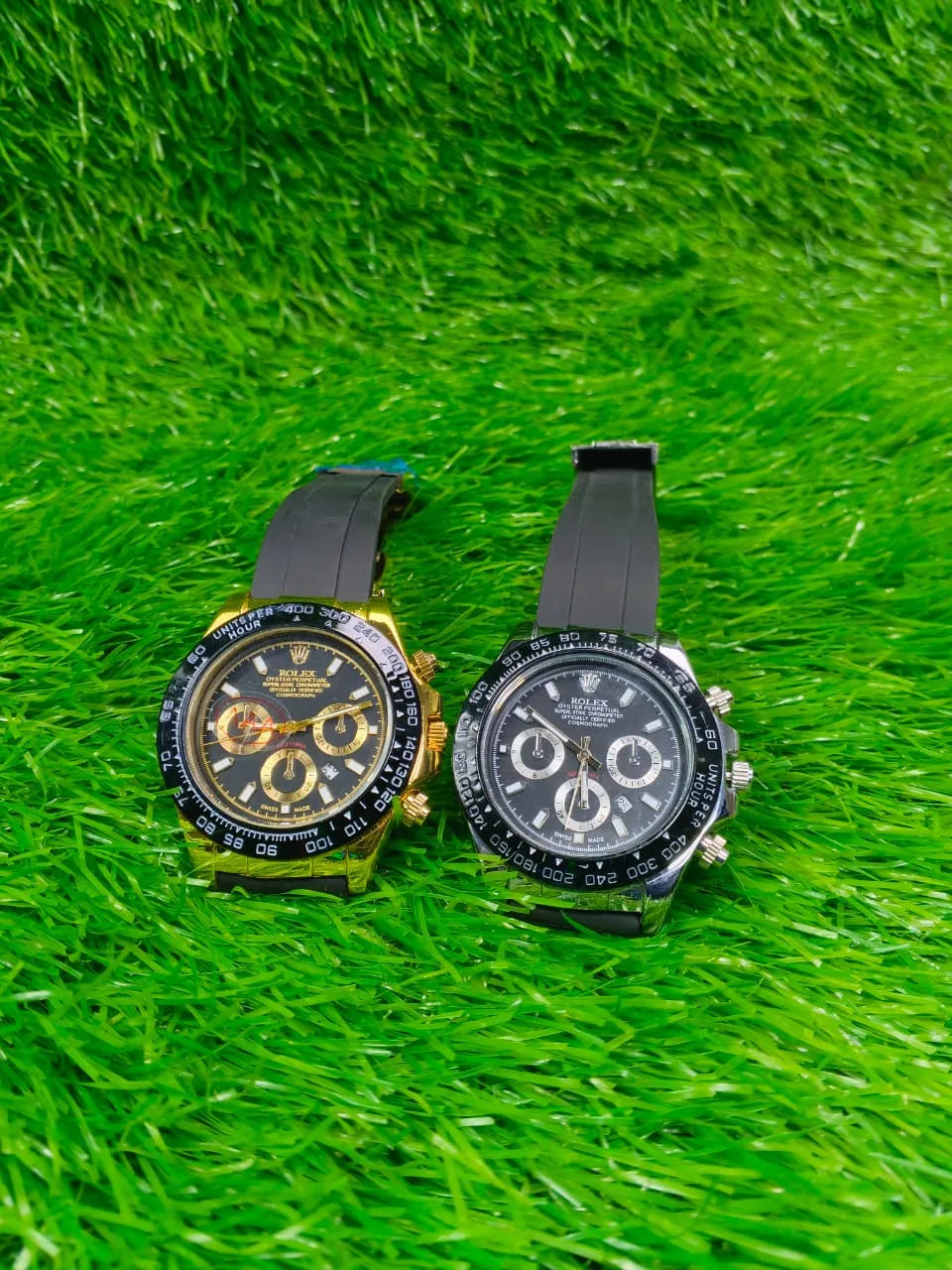 Men’s Black Dial Chronograph Watch Rubber Strap