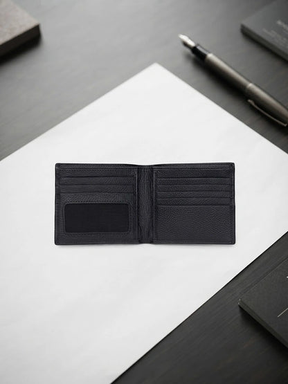 Black Leather Bifold Wallet for Men | Multi-Card Slot | RB Store