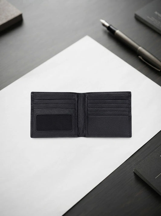 Black Leather Bifold Wallet for Men | Multi-Card Slot | RB Store