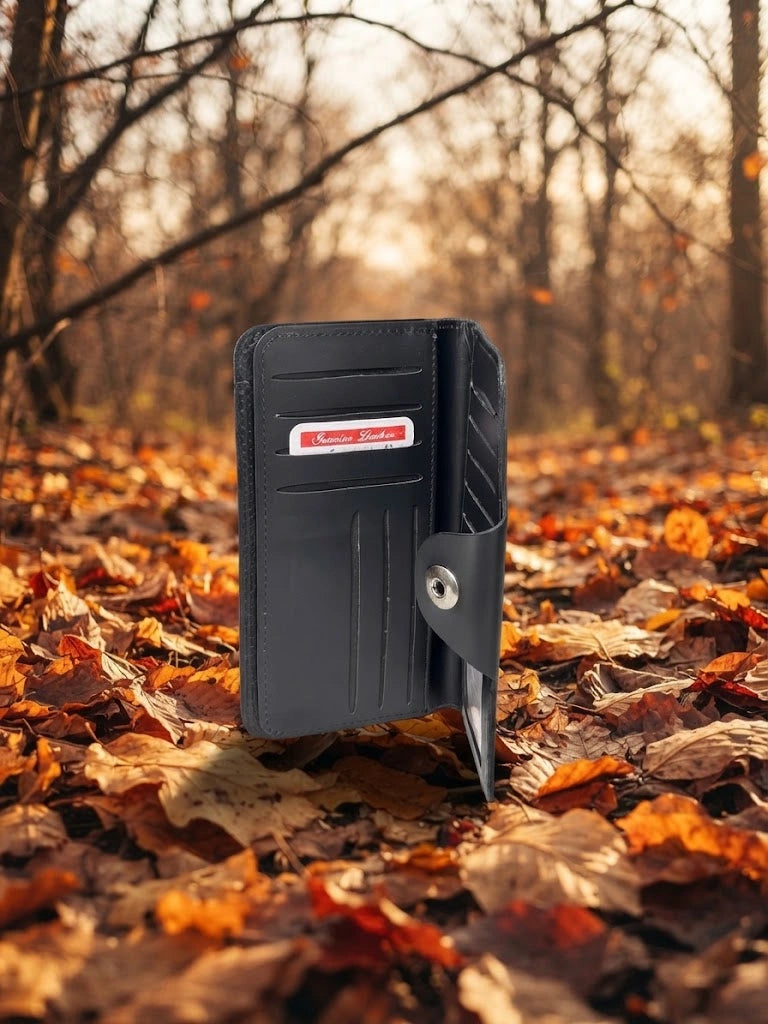 Black Leather Snap Wallet | Premium Men's Collection