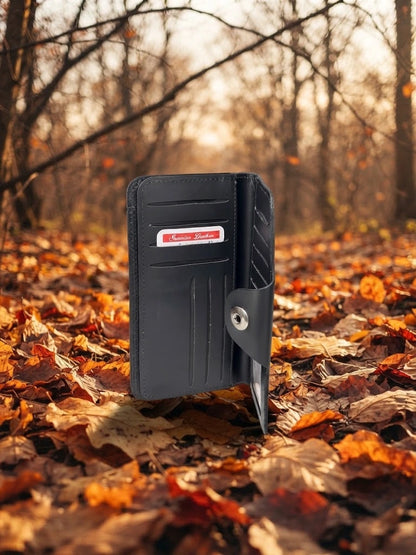 Black Leather Snap Wallet | Premium Men's Collection
