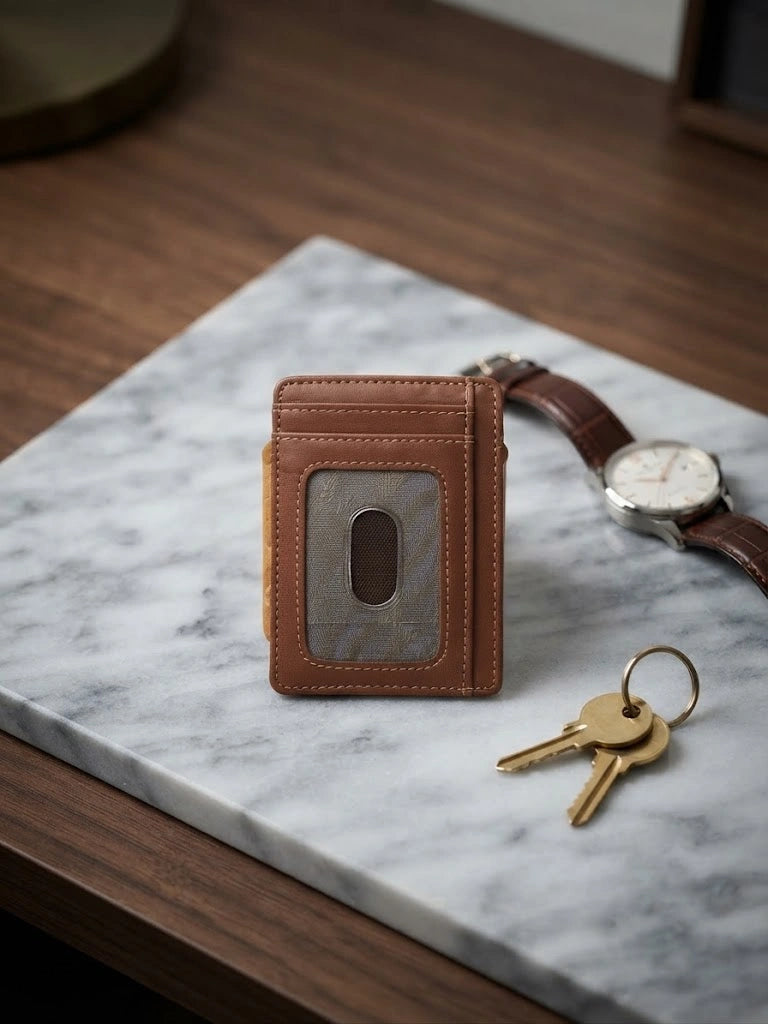 Brown Leather Card Holder Wallet for Men | Slim Minimalist | RB Store