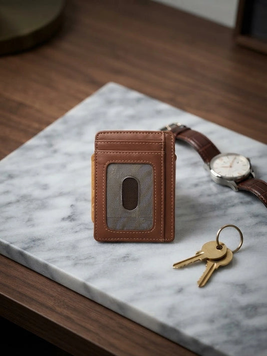 Brown Leather Card Holder Wallet for Men | Slim Minimalist | RB Store