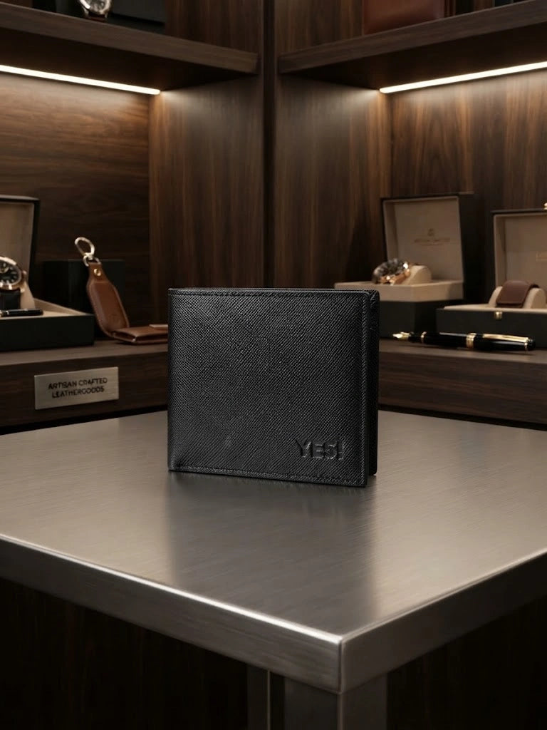 Black Leather Zipper Card Holder Wallet for Men | Slim & Compact | RB Store